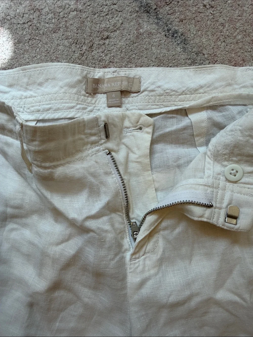 Women’s Casual Linen Blend Pants in Off-White